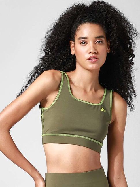 only green u neck sports bra