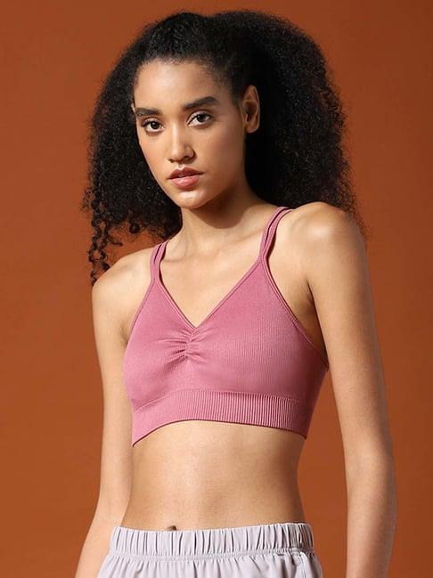 only pink round neck sports bra