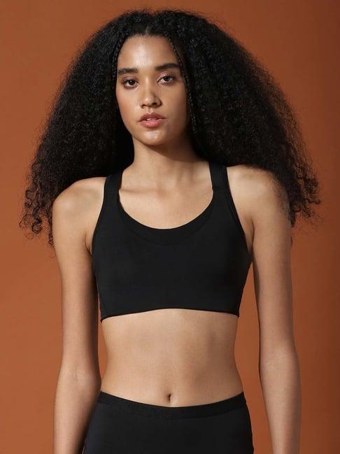 only black round neck sports bra