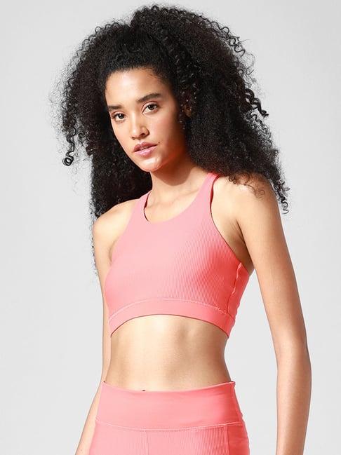 only pink u neck sports bra