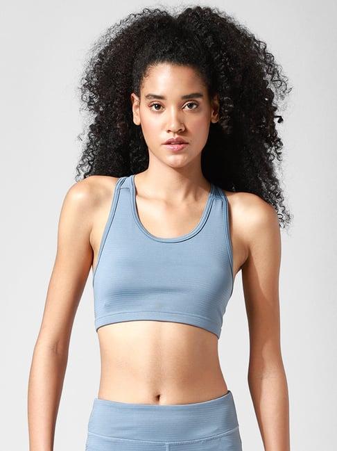 only blue u neck sports bra