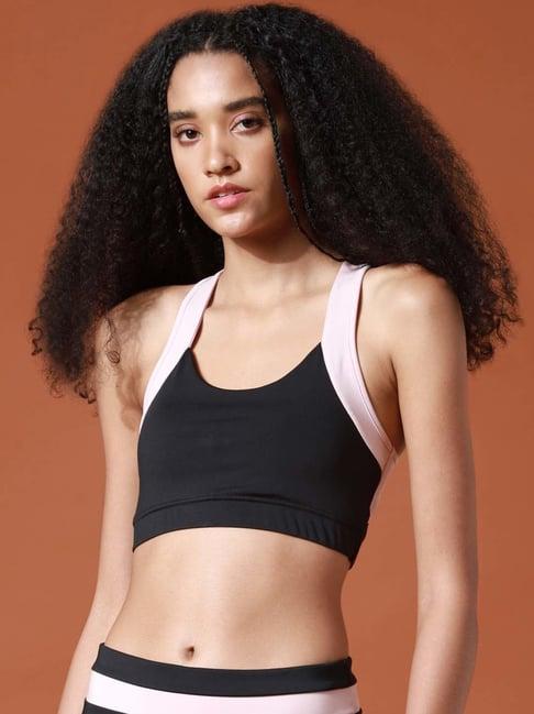 only black round neck sports bra