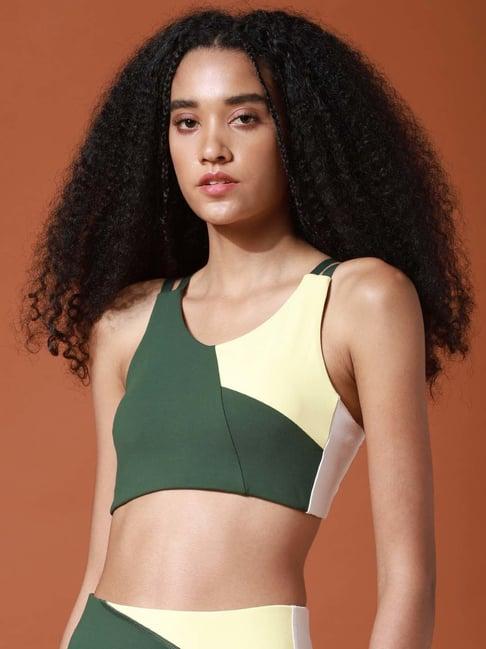 only green round neck sports bra