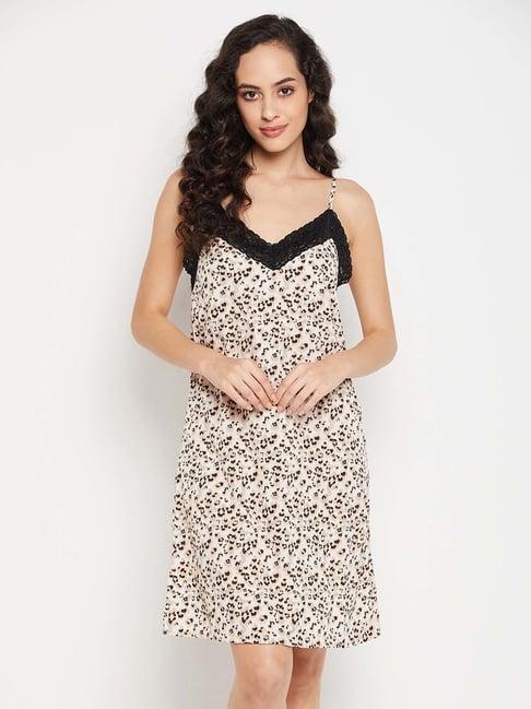 clovia white animal print night dress