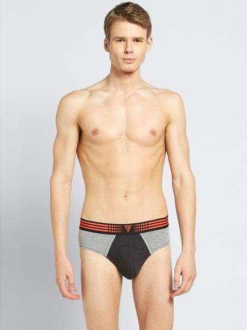 van heusen regular fit anti bacterial colour fresh solid briefs - anthra melange w grey melange