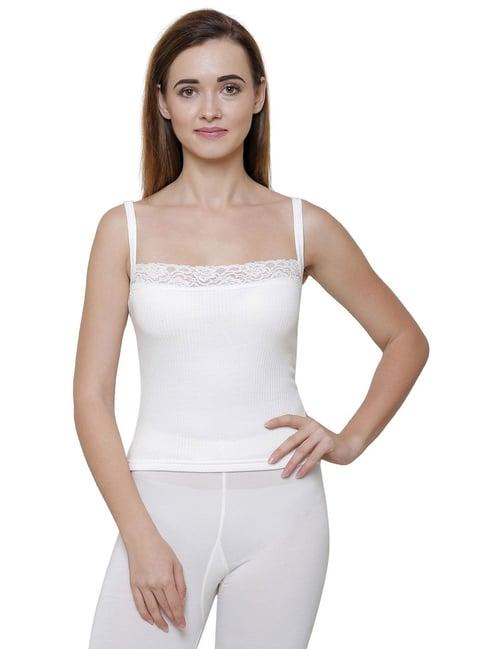 bodycare white cotton self pattern thermal cami top