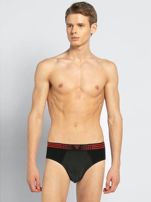 vh innerwear black cotton regular fit briefs