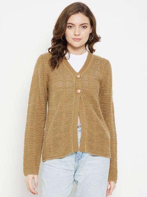 madame khaki textured cardigan