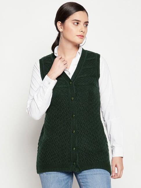 madame dark green textured cardigan