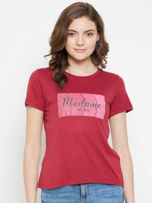 madame maroon printed t-shirt