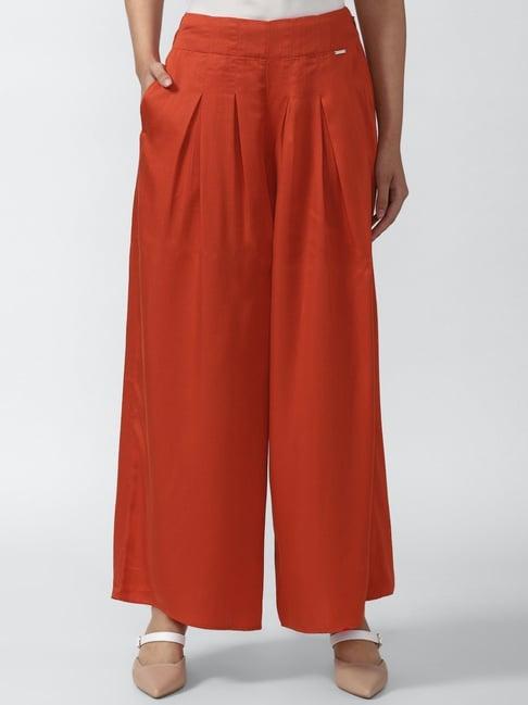 van heusen orange cotton flared pants