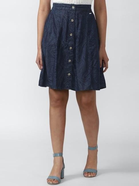 van heusen navy printed a-line skirt