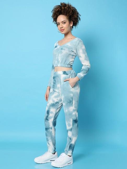 campus sutra aqua blue cotton tie & dye co-ord set