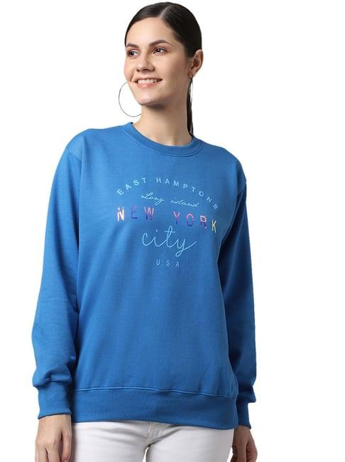 vimal jonney blue fleece graphic print sweatshirt