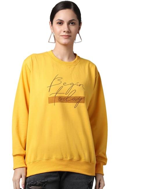 vimal jonney yellow fleece graphic print sweatshirt