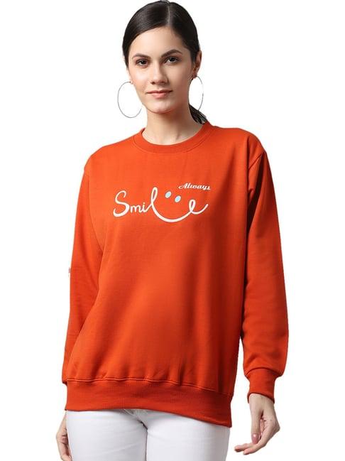 vimal jonney rust fleece graphic print sweatshirt