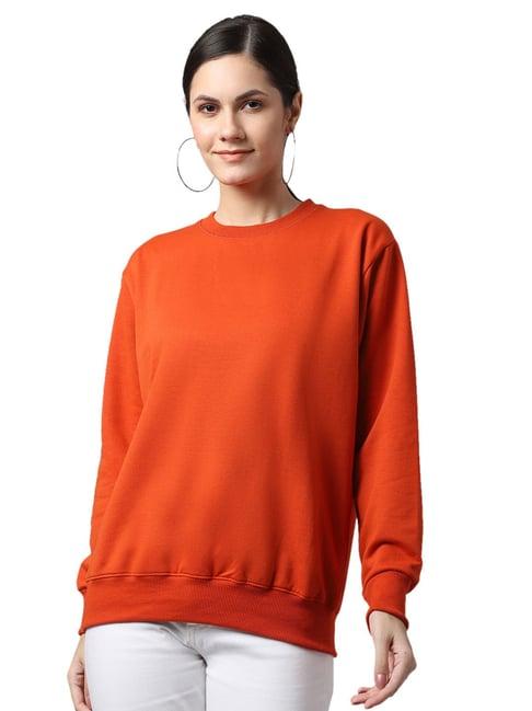 vimal jonney rust fleece regular fit sweatshirt