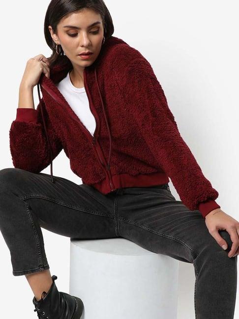 campus sutra maroon regular fit sweatshirt