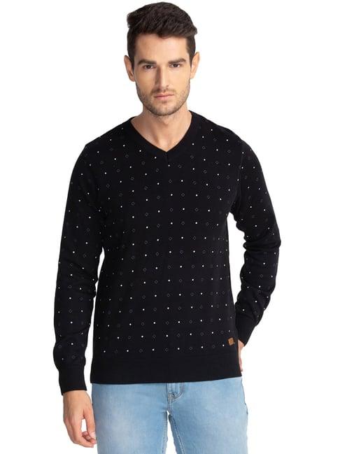 parx black cotton regular fit printed sweaters