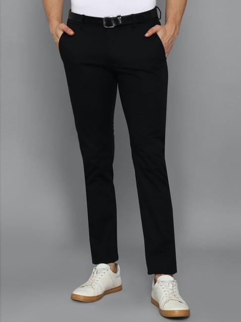 allen solly black cotton slim fit trousers