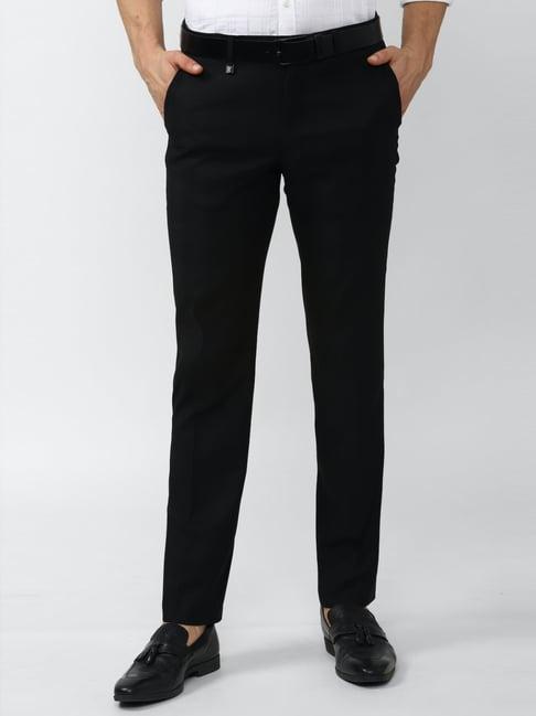 v dot black slim fit trousers