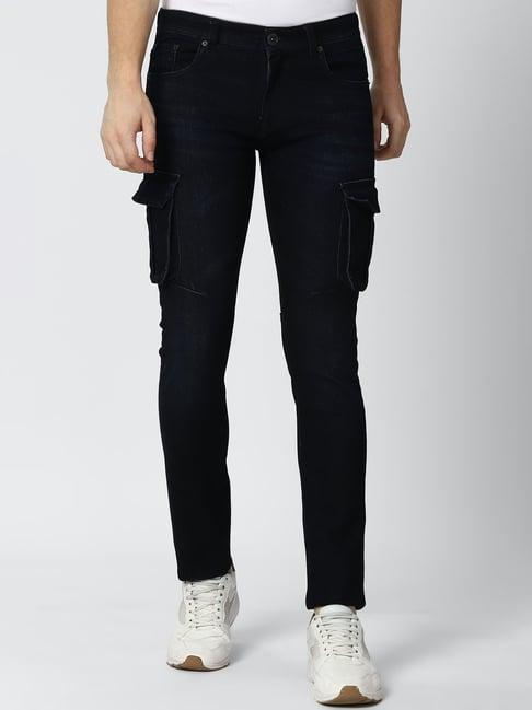 peter england black slim fit lightly washed jeans