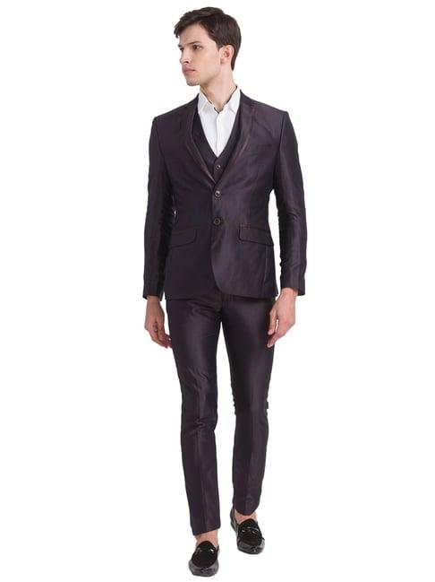 parx brown  regular fit two piece suit