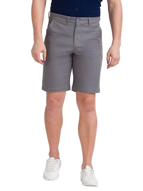 parx grey regular fit striped shorts