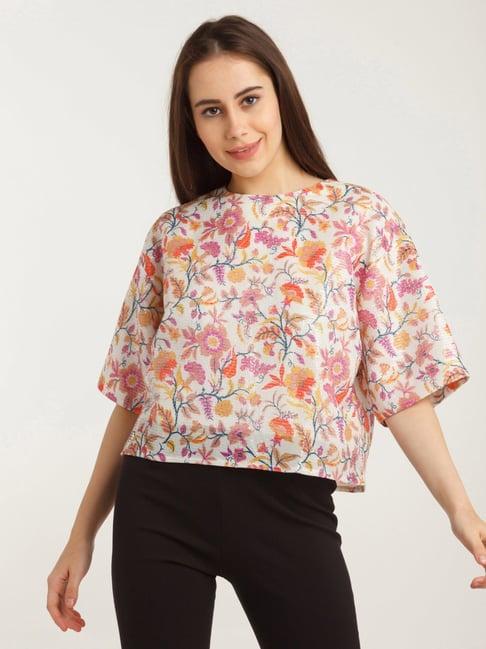 zink london white floral print top