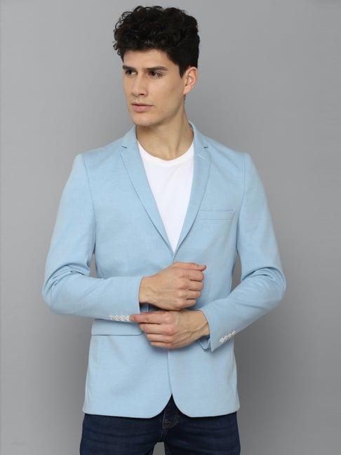 louis philippe sport blue cotton slim fit blazers