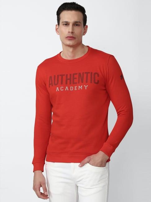 academy by van heusen red slim fit printed sweatshirt