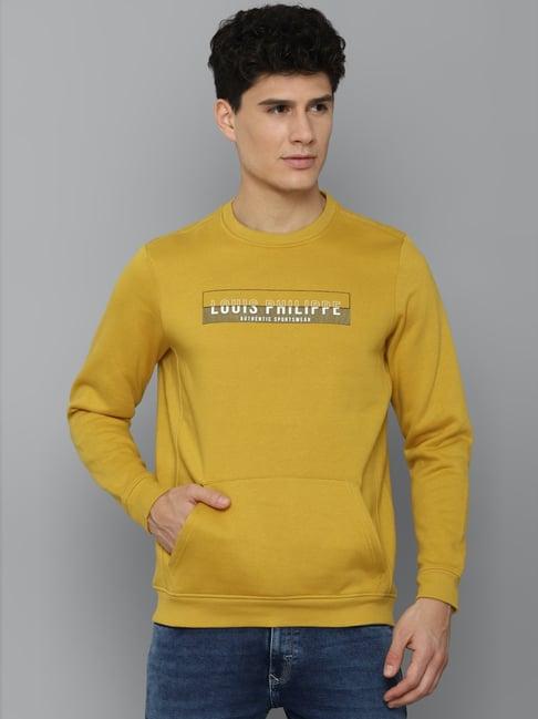 louis philippe sport yellow regular fit printed sweatshirt