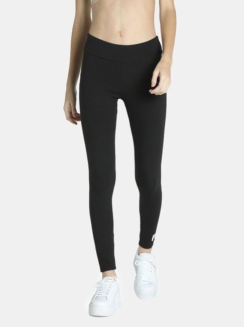 puma essentials ess black cotton graphic print tights