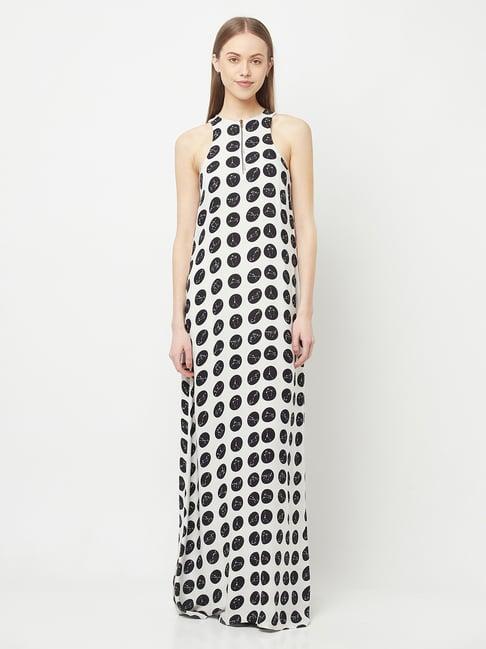 crimsoune club nikhil thampi white printed slit maxi dress