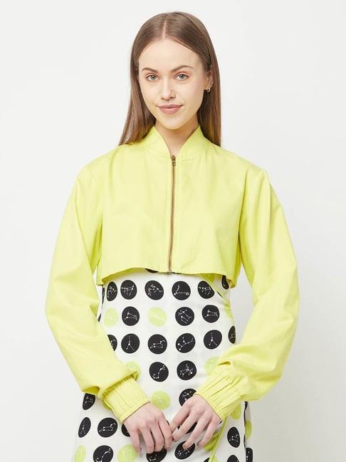 crimsoune club nikhil thampi neon green cropped jacket