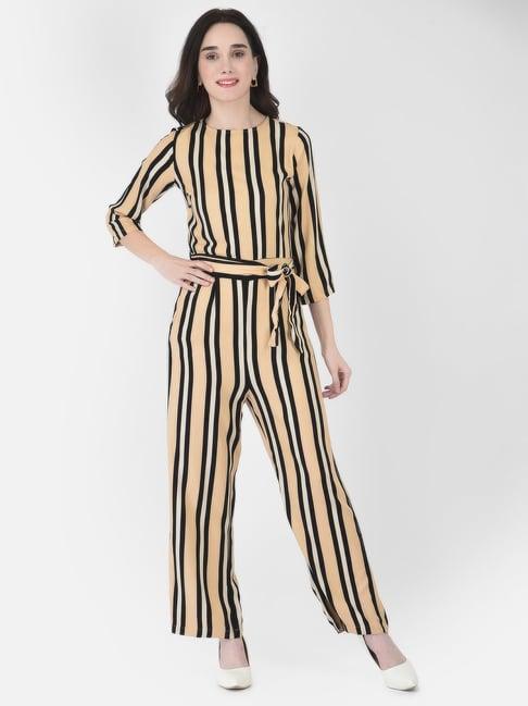 crimsoune club light orange & black striped jumpsuit