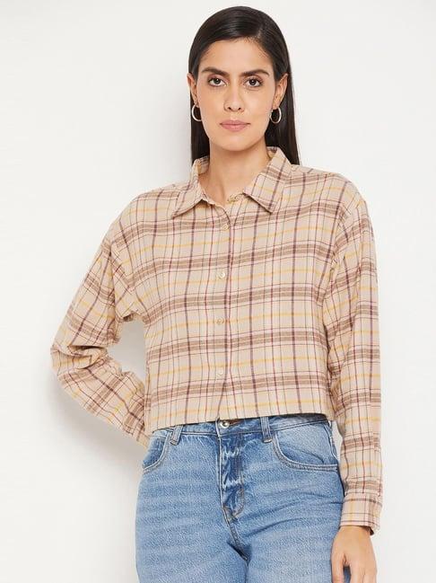 madame beige chequered shirt