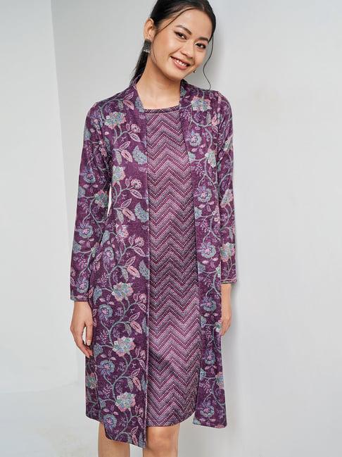 global desi lilac floral print shift dress