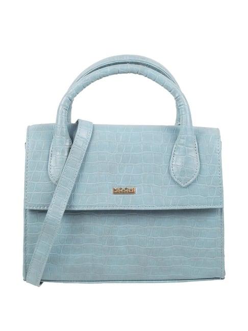 mochi light blue textured medium handbag