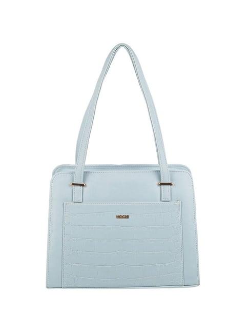 mochi light blue textured medium shoulder handbag