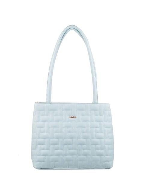 mochi light blue quilted medium shoulder handbag