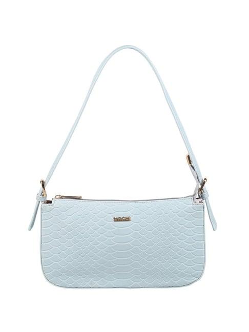 mochi light blue textured medium shoulder handbag