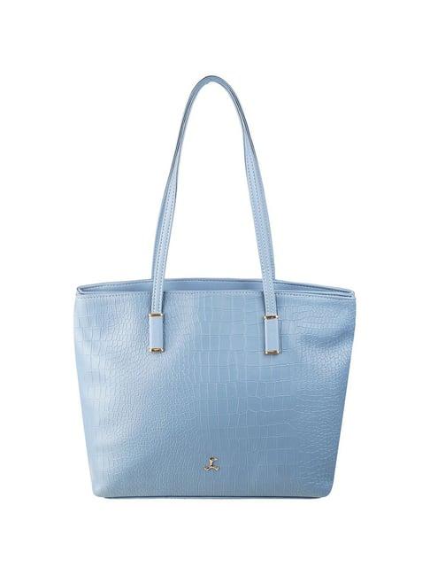 mochi light blue textured medium shoulder handbag