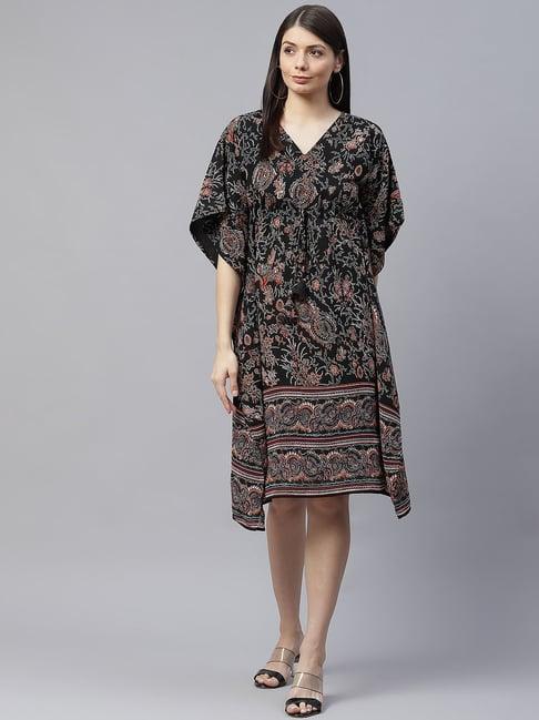 cottinfab black printed kaftan