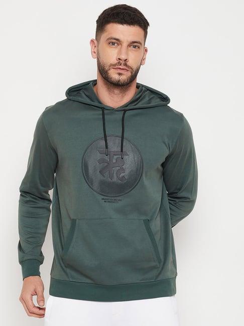 edrio dark green printed hooded sweatshirt