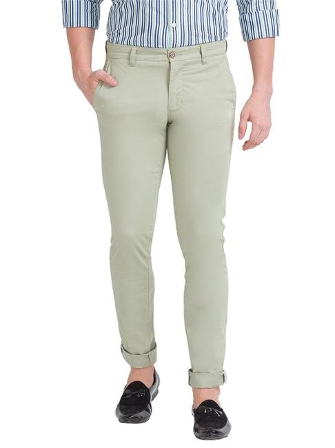 parx light green tapered fit flat front trousers