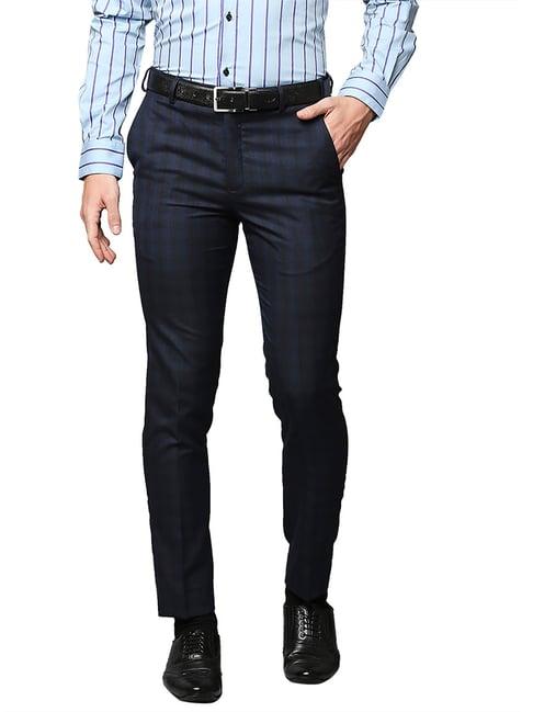 park avenue navy regular fit flat front trousers