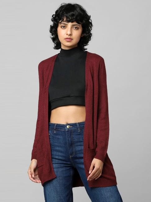 only maroon regular fit cardigan