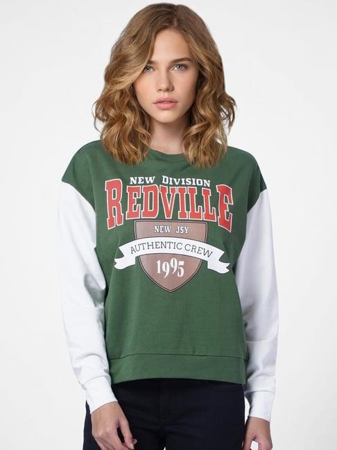 only green cotton printed sweatshirt