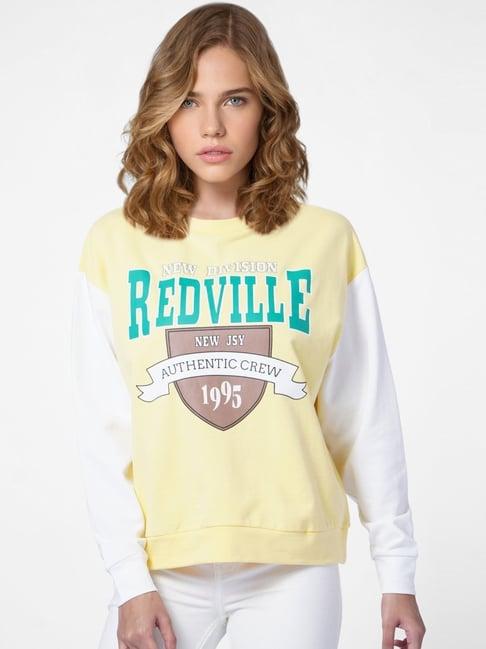 only yellow cotton printed sweatshirt